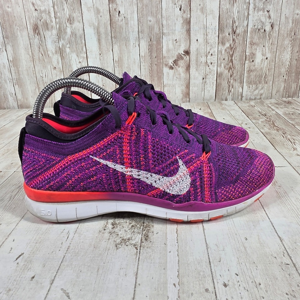 Nike Free 5.0 TR Flyknit Womens Purple Orange Training Shoes 718785-502 Size 6.5